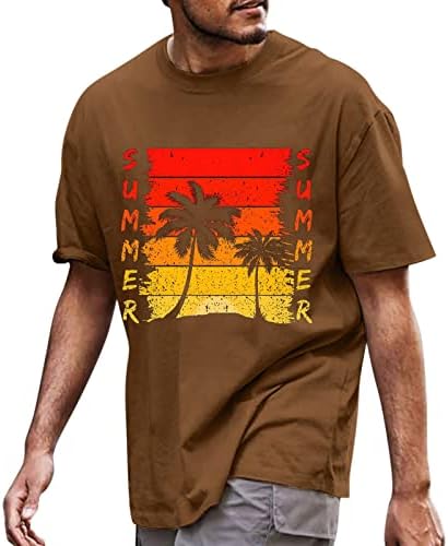 Zddo Mens летни маици со кратки ракави, печати случајни хавајски тимови екипаж на плажа на плажа врвови за атлетски спортови маички