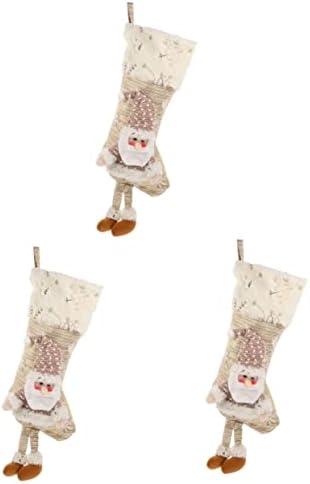 Абоофан 3 парчиња висечки нозе Божиќни чорапи Санта чорапи хризмас чорапи порибување порибници за висечки порибување торба за подароци