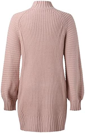 Womenените женски џемпер фустан есен зимски ребрест плетен пулвер џемпер случајна преголема каросерија мини џемпери облечена розова
