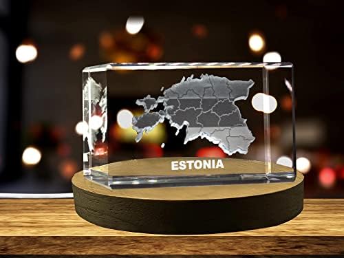 Естонија 3Д врежан кристал 3Д врежан кристален чувар/подарок/декор/колекционер/сувенир