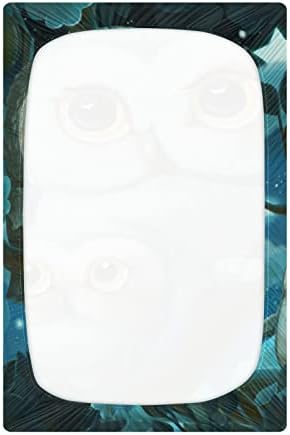 Алаза Оул печати Месечината за животни за креветчиња, вградени листови за басинет за момчиња бебе девојчиња, стандардна големина