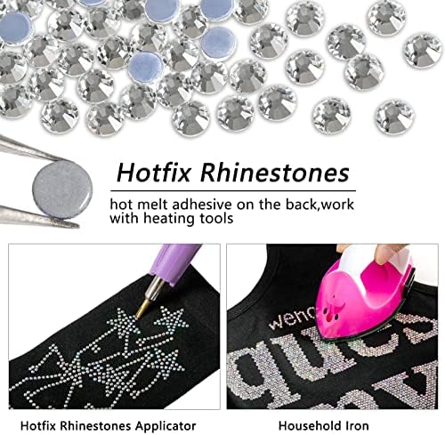 Beadsland Hotfix Rhinestones најголемиот дел, 14400pcs кристално топло фиксирани ригистони за занаетчиска облека DIY декорација,