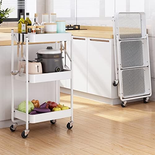 ZSEDP метал 3 нивоа преклопени колички со тркала со тркала за складирање на кујна