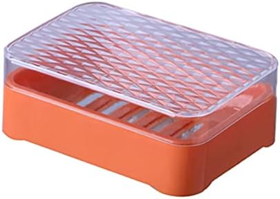 Контејнер за сапун со лежишта 3 бои Цврста структура за одводнување на решетката со капаче за ситно изработка удобна портокалова портокалова