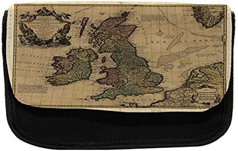 Зачудувачки случај на молив за скитници, британски острови Англија, торба со молив со ткаенини со двојно патент, 8,5 x 5,5, бледо кафеава