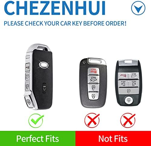 Chezenhui компатибилен со Kia Key Fob Cover со кожна лента, заштита од лушпа од клуч за автомобили за Kia Cerato Ceed Forte Niro Sorento