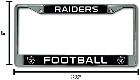 Rico Industries NFL Las Vegas Raiders Unisex Стандардна рамка за регистарска табличка, сребро, 6 x 12,25-инчи
