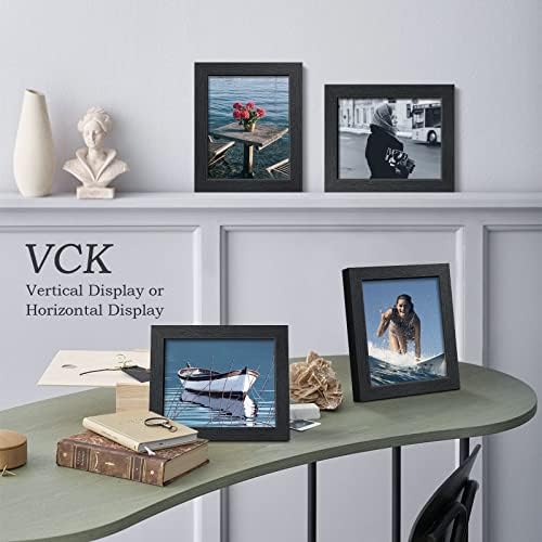 VCK 8x10 сет на рамка за слика од 3 - црна, текстура ексклузивни рамки за слика на цврсто дрво, виси wallид