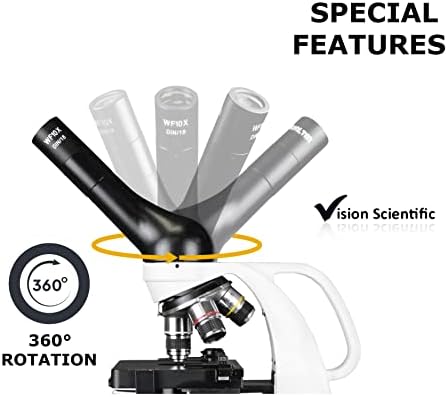 Визија Научен VME0006-100-RC-E2 LED Безжичен Микроскоп, 40-2000x Зголемување, LED Осветлување Со Контрола На Интензитетот На Светлината,
