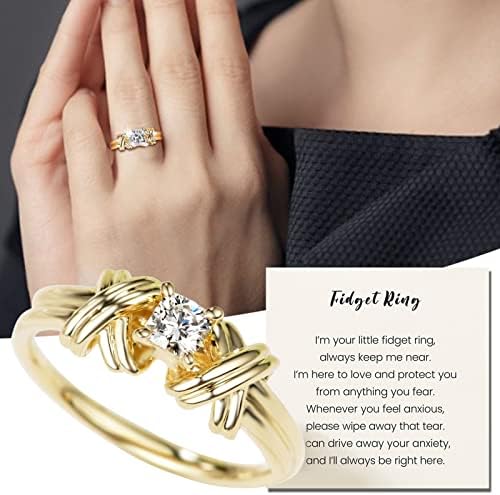 Класичен нов прстен за венчавки прстен ретро злато женски сингл ринестон ткаен образец вежба мода елегантен стилски