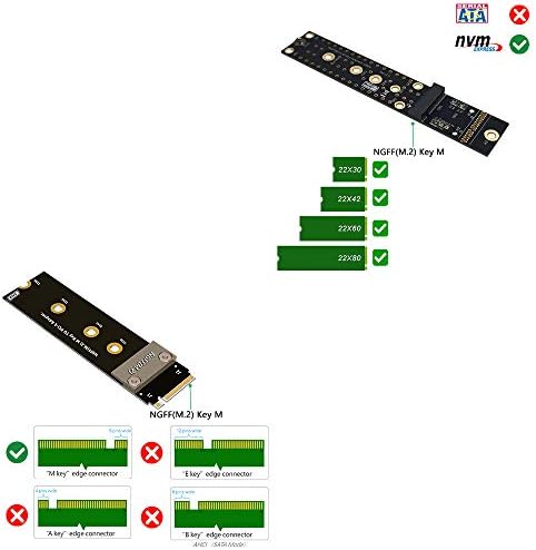 Sintech M.2 NVME Extender, NGFF M-Key PCIe SSD картичка за екстензија со анти-електромагнетен кабел 20 см