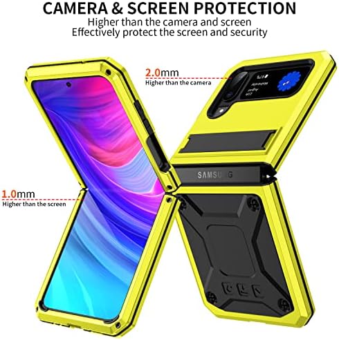 Компатибилен Со Футрола За Метален Телефон Samsung Galaxy Z Flip 4, Воен Цврст Тежок Метален Држач За Удари Отпорен На Прашина
