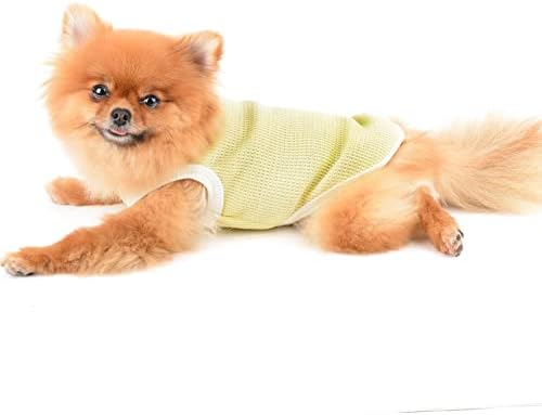 Smalllee_lucky_store Симпатична мечка вафли плетена маичка маица кученце маица за мало средно куче мачка момче девојче истегнат