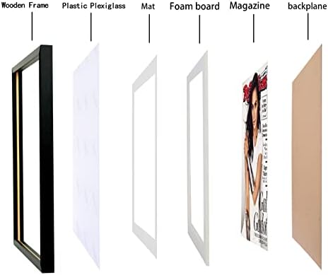 MXTALLUP 8x10.5 Списание Рамка за wallидот, прикажува списанија со мерење 8 до 10 1/2-инчи со бел душек