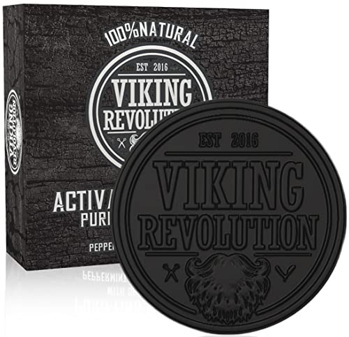 Викинг револуција активиран сапун од јаглен за мажи w/мртво море кал - машко тело и сапун за лице - машко црно сапун за нега на лицето
