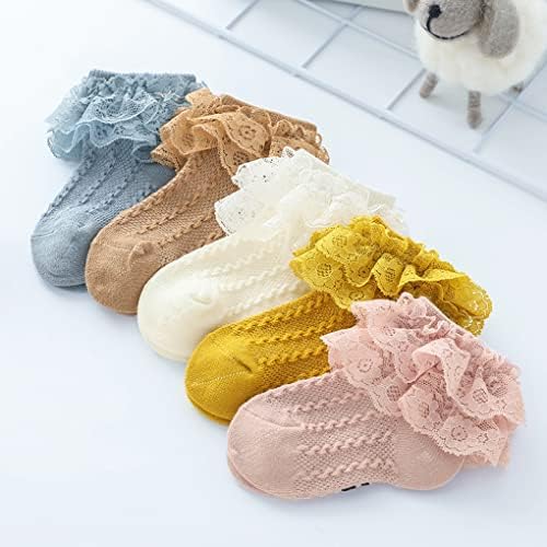 Адеимо принцеза новороденче девојчиња чорапи чипка рафле со ладен фустан од глужд за новороденчиња за новороденчиња за новороденчиња