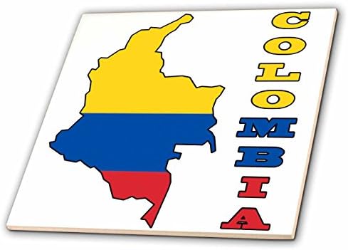 3dRose ct_51747_2 Колумбиско Знаме На Мапата И Буквите На Колумбија Керамичка Плочка, 6-Инчен