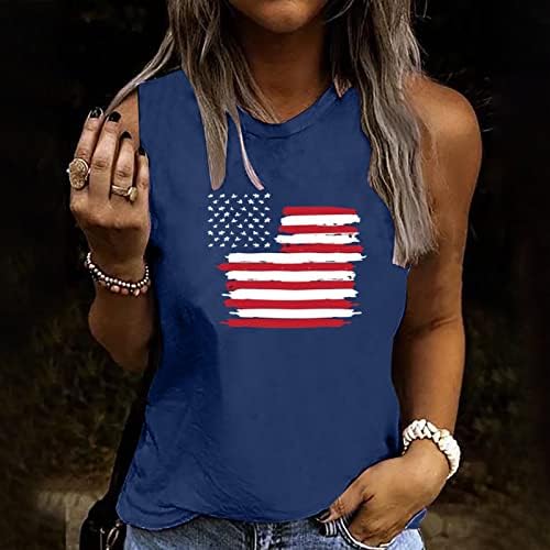 Topенски врвови на американските резервоар за знамиња за жени Патриотска кошула 4-ти јули во САД starsвезди на знамето ленти за печатење маица