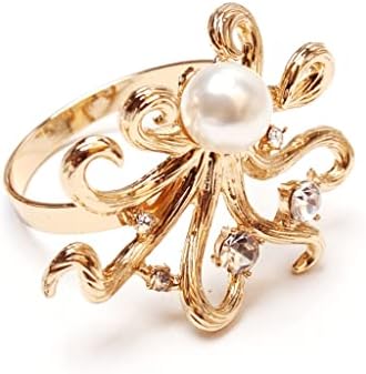 N/A 12 парчиња свадба салфетка тока дијамант октопод салфетка прстен хотел модел соба декоративна уста крпа прстен