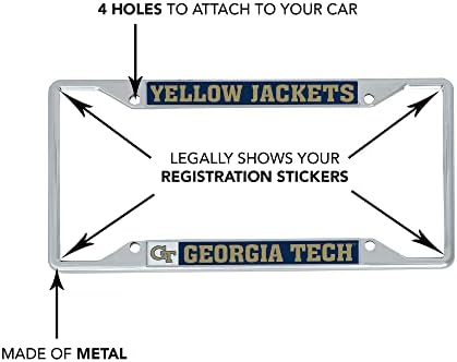Georgiaорџија Техника жолти јакни Метални регистарски таблички рамка Yellowолтиеки за предниот или задниот дел на автомобилот официјално
