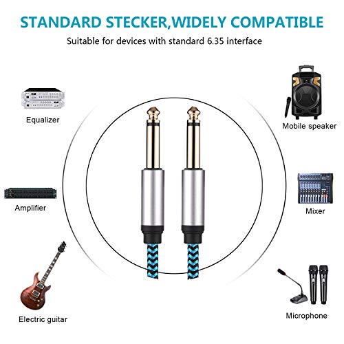 Кабел за гитара HFTYWY 6,35мм 15 ft 1/4 инчен кабел за гитара од 6,35мм TS до 6,35 mm TRS стерео аудио кабел машко кај машки со