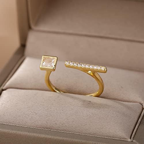 Лојхој креативни кубни цирконија злато отворени прстени за жени тинејџери гроздобер геометриски панк прстени 2022 тренд накит - jz2745g