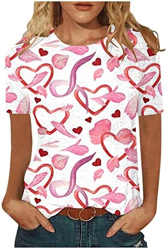 Womenените сакаат графички маички за срце, графички долг ракав Среќни кошули за Денот на вineубените