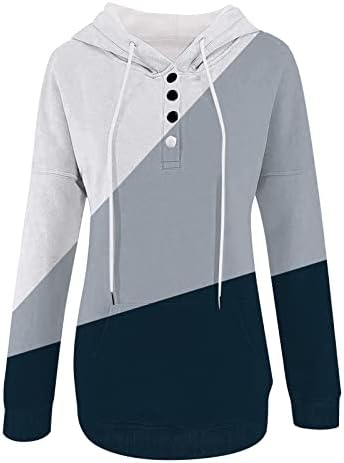 Nokmopo Hooded Sweatshirt hadенски моден моден мода, неправилно печатење со долги ракави џемпери, џемпер, џемпер, џемпери