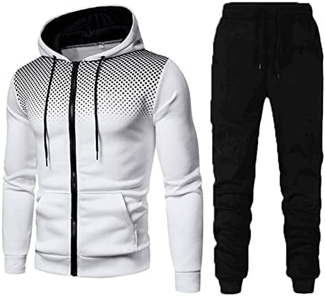 Slim Fit Tracksuit Sweatshirt Man's Sports Hoodie и обични зимски фитнес панталони со точки костуми мажи костуми и комплети
