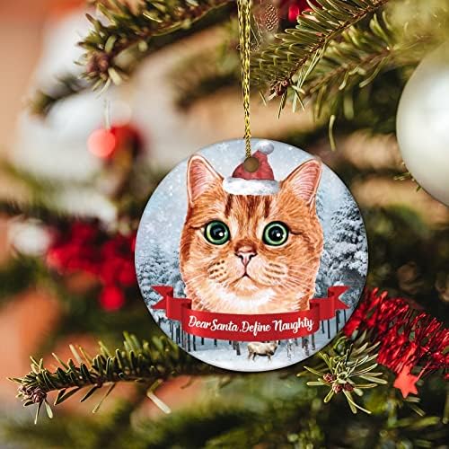 Божиќни керамички украси Почитувани Дедо Мраз дефинираат непослушен Божиќна капа мачка Божиќна сублимација украси обичај гроздобер сезона