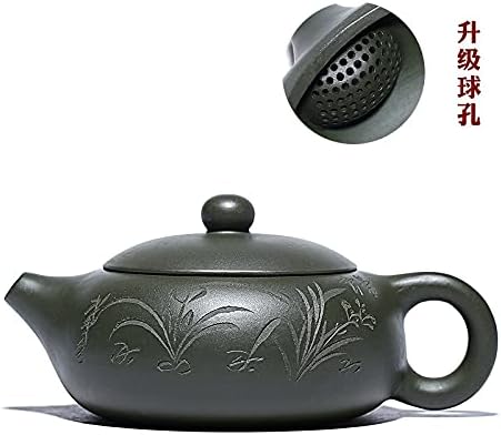 Зелена глина рамна шипка за шишиња со топка, прочистено глинено чајник, кинески садови за чај Конгфу 180 мл