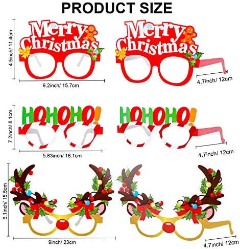КОНСАИТ Божиќни очила Смешни Божиќни очила за сонце Декоративни очила за очила Рамка Фото Прослава, Декор за снегулка од снегулка, за Божиќни