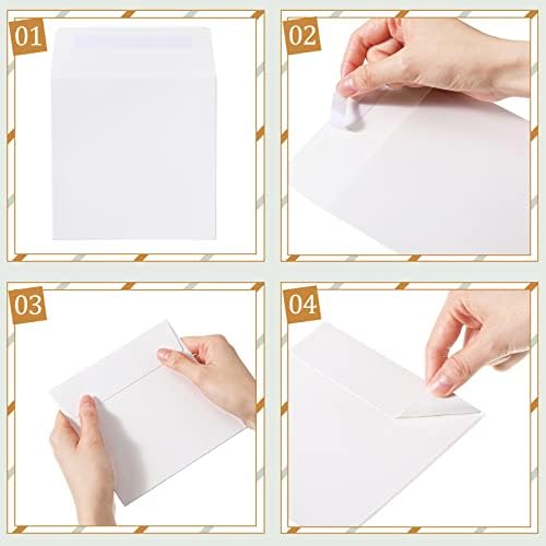 200 пакувања квадратни бели коверти за 5 1/4 x 5 1/4 инчи картички самостојни коверти за свадба, покани за забави, честитки