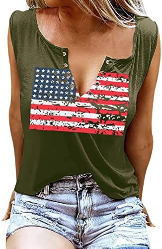 4 -ти јули кошули резервоар за врвови за жени Американско знаме летно секојдневно кошула без ракави starsвезди шарени патриотски