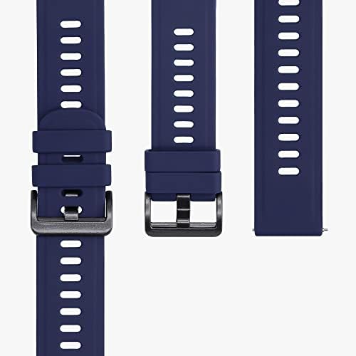 KWMobile Watch Bands компатибилни со Agptek LW11 - Сет на ленти од 2 замена силиконски опсег - црна/темно сина боја