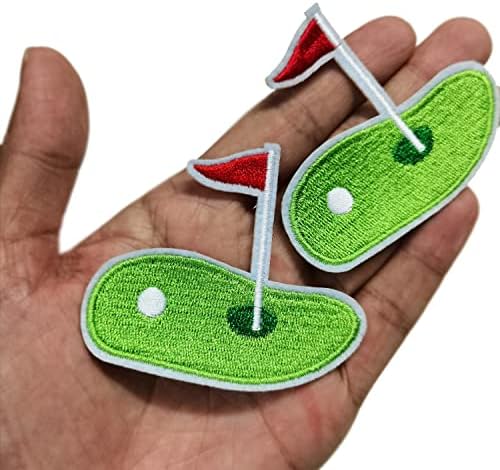2,5 x2.4 12 парчиња голф спорт Зелена трева терен за голф железо на украсени закрпи Апликација машина за везови за везење