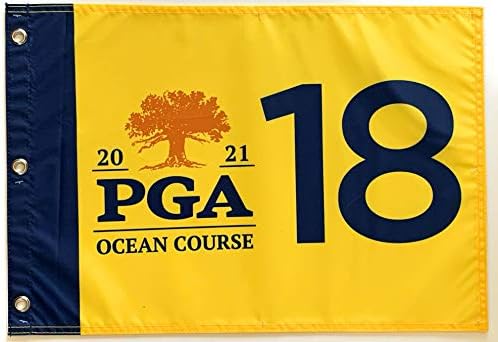 2021 Знаме На Шампионатот На Пга островот киава терен за голф океан жолто знаме со свилен екран