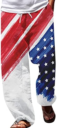 Убави Панталони Мажи Американско Знаме Патриотски Панталони За Мажи 4 од јули Хипи Харем Панталони Широки Бохо Јога Секојдневен