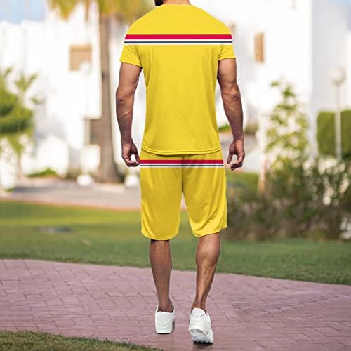 Mens Sport Set летни облеки Кратки комплети за мажи 2 парчиња облеки модни летни патеки за обичен сет