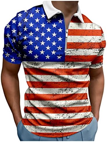 Менско американско знаме Поло кошули Патриотски 4 -ти јули маица лето обични гроздобер кратки ракави голф спортови Полос
