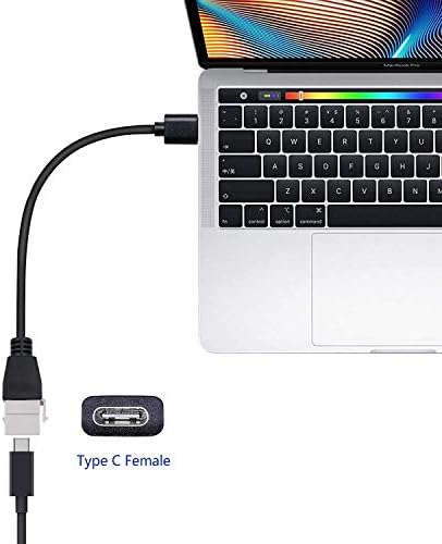 POYICCOT USB C Keystone Cable Cable, USB 3.1 тип C машки до USB C Keystone Вметнете женски M/F пигтаил екстензија за екстензија на пигтаил