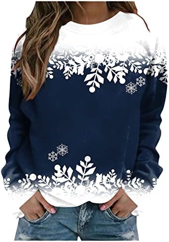 Nokmopo жени есен мода 2022 џемпери женски пуловер врвен снежен човек печати случајни спортови 3Д печатење активна улична облека