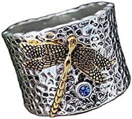 Сина дијамантска сребрена прстен сребрен златен дијамант прстен и loveубов со целосен прстен 1 парчиња прстени за жени со големина 10