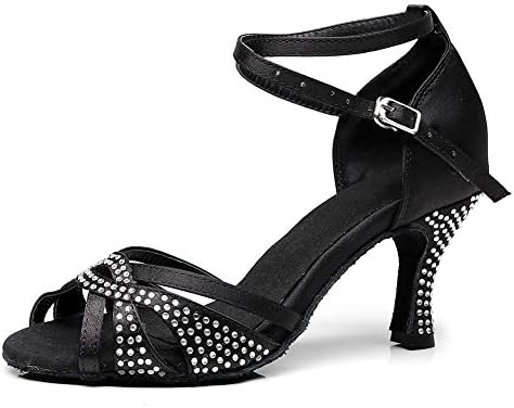 Hipposeus lationsенски Rhinestone латински танцувачки чевли Сјајна салса салса Бахата танцувачки чевли