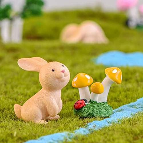 Budigoul 7 парчиња фигурини на зајаци, фигура за фигурини на зајаци, фигури на зајаци DIY занаети самовила градинарски украс за автомобилска