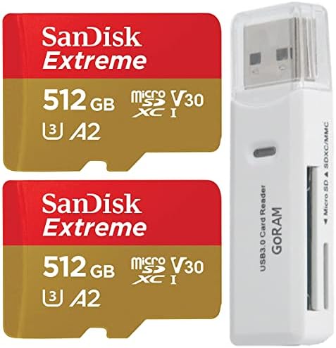 Sandisk 256 GB екстремен microsdxc 190MB/s UHS-I мемориска картичка SDSQXAV-256G-GN6MN пакет со читач на картички GORAM