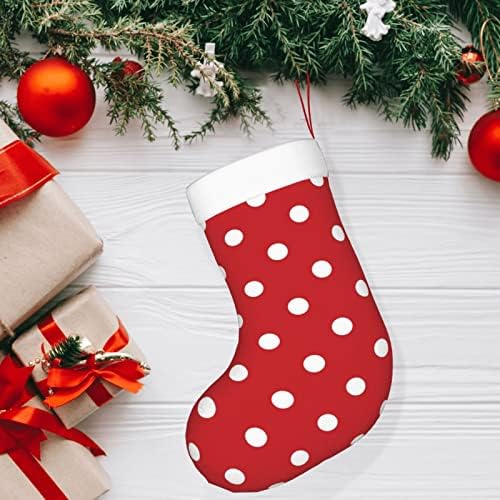 Аугенски Божиќни чорапи црвена бела пол-точка-двострана камин што виси чорапи