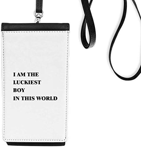 Јас сум најсреќна момче уметност деко подарок моден телефон паричник чанта што виси мобилна торбичка црн џеб