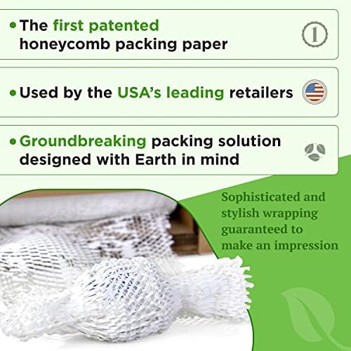 IDL пакување саќе за пакување хартија за пакување, бел - 15,25 x 300 'HexcelWrap Kraft Paper Roll во само -дисперзирана кутија