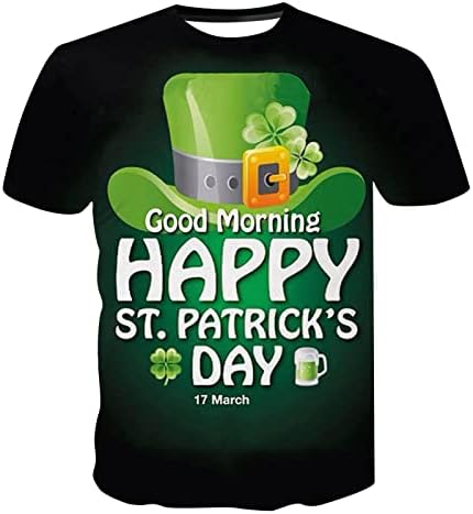 ПДФБР Св. Патрик Денот на мажите маици Soilder Краток ракав Зелен графички маички Врвови смешни гноми печати мускулатура